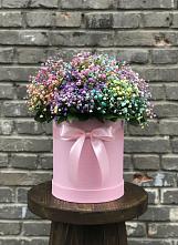 Цветочная композиция из Гипсофила и Розы в шляпной коробке в Шатуре