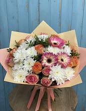 Букет цветов из:  Розы, Герберы и Хризантемы в Шатуре
