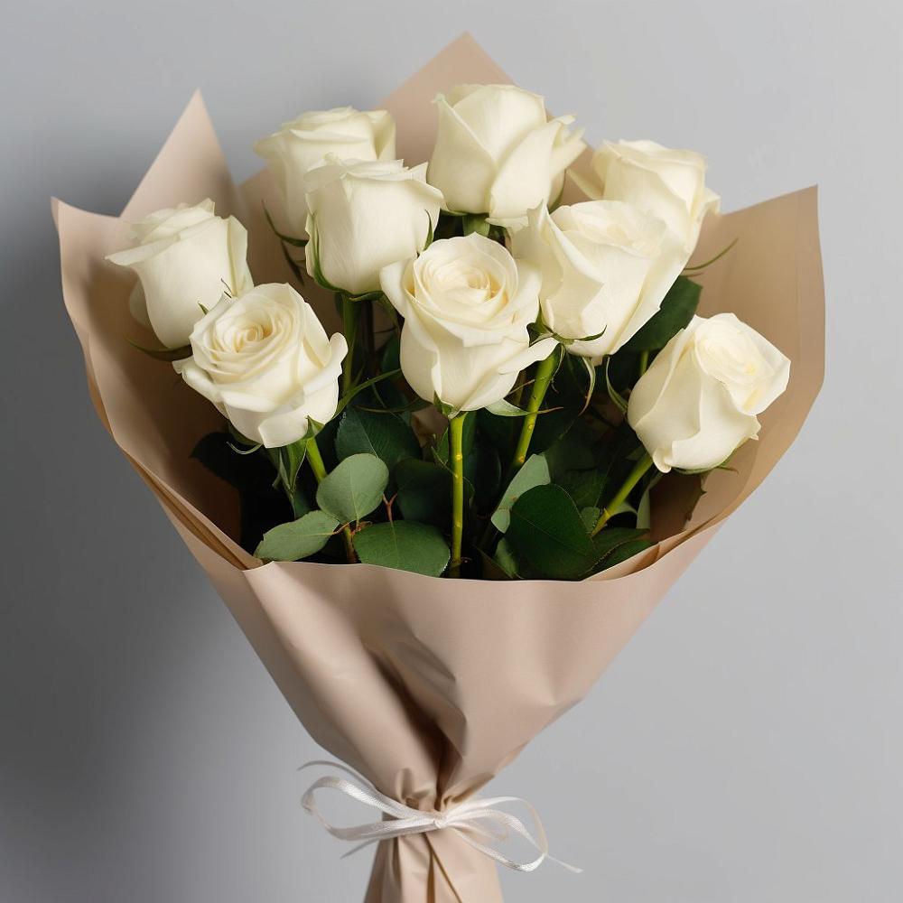 Букет 9 Белых роз Эдлесс Лав в Шатуре