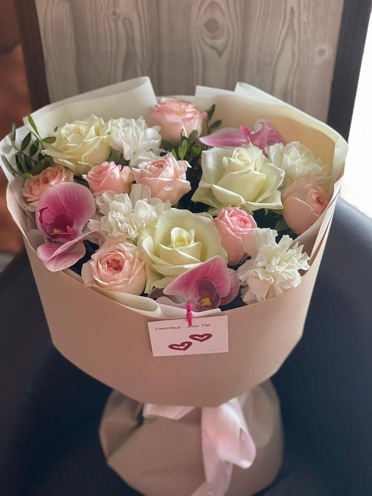 Букет цветов из: Орхидеи, Розы и Гвоздики в Шатуре