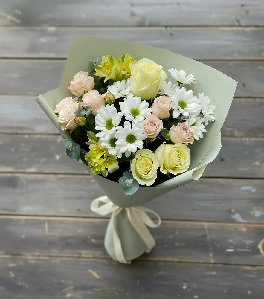 Букет цветов из: Альстромерии, Розы и Хризантемы в Шатуре