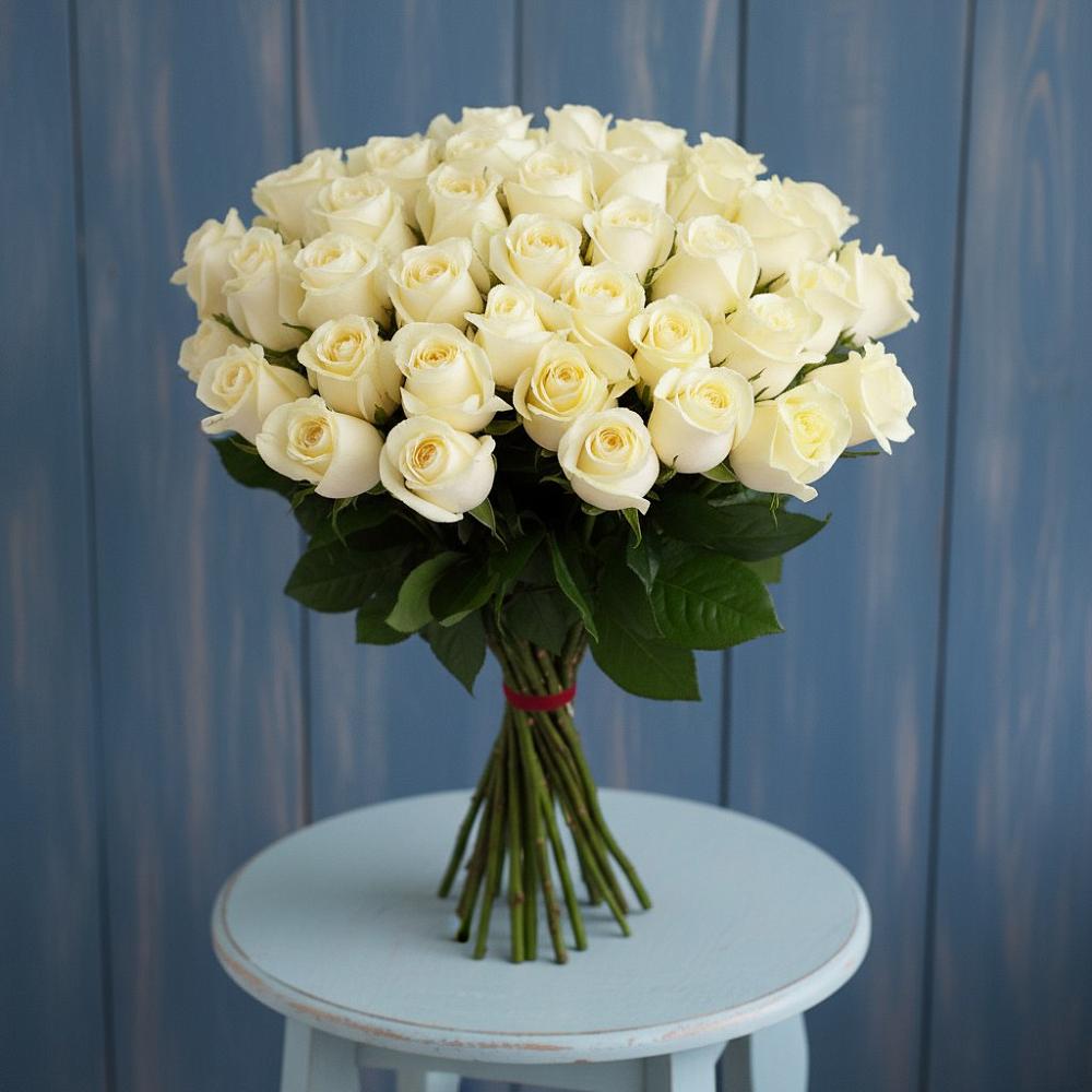 Букет 51 Белая роза Эдлесс Лав в Шатуре