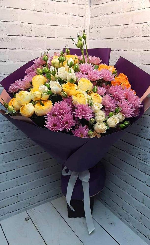 Букет цветов из: Хризантемы и Розы в Шатуре
