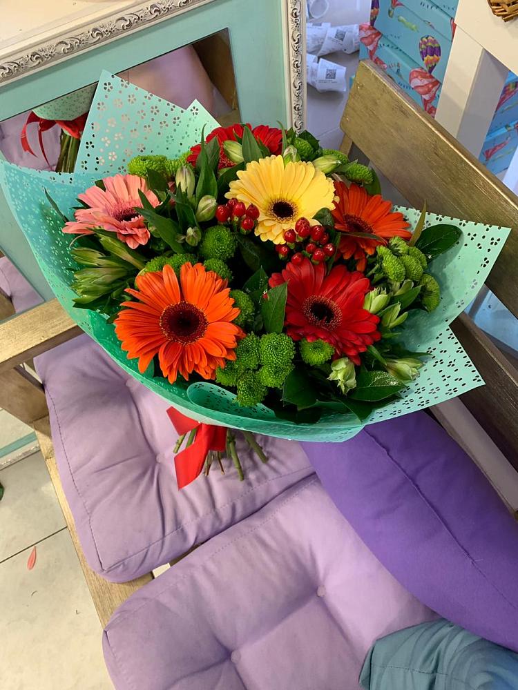 Букет цветов из: Герберы, Хризантемы и Альстромерии в Шатуре