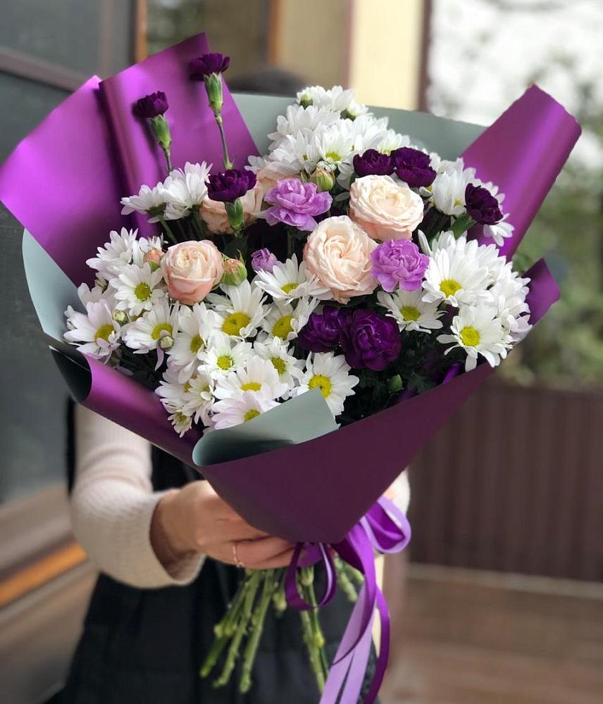 Букет цветов из: Хризантемы, Гвоздики и Розы в Шатуре