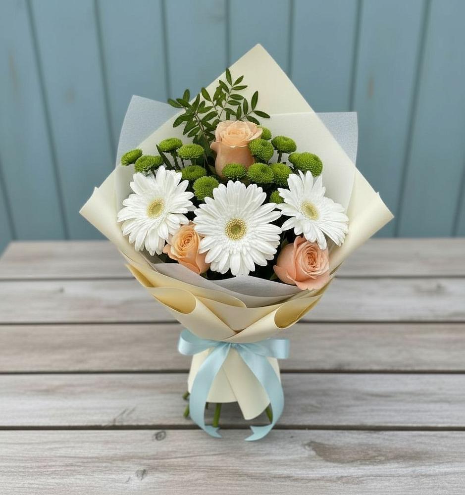 Букет цветов из: Герберы, Розы и Хризантемы в Шатуре
