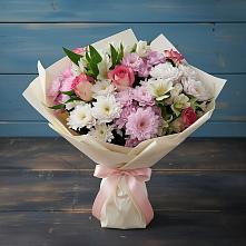 Букет цветов из:  Хризантемы, Альстромерии и Розы в Шатуре