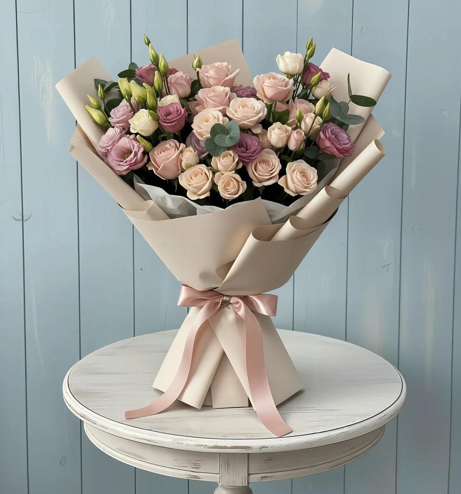 Букет цветов из: Розы и Лизиантусы в Шатуре