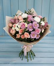 Букет цветов из:  Хризантемы, Розы и Альстромерии в Шатуре