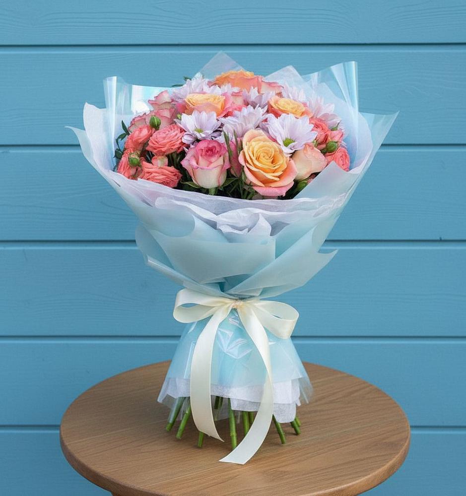 Букет цветов из: Хризантемы и Розы в Шатуре